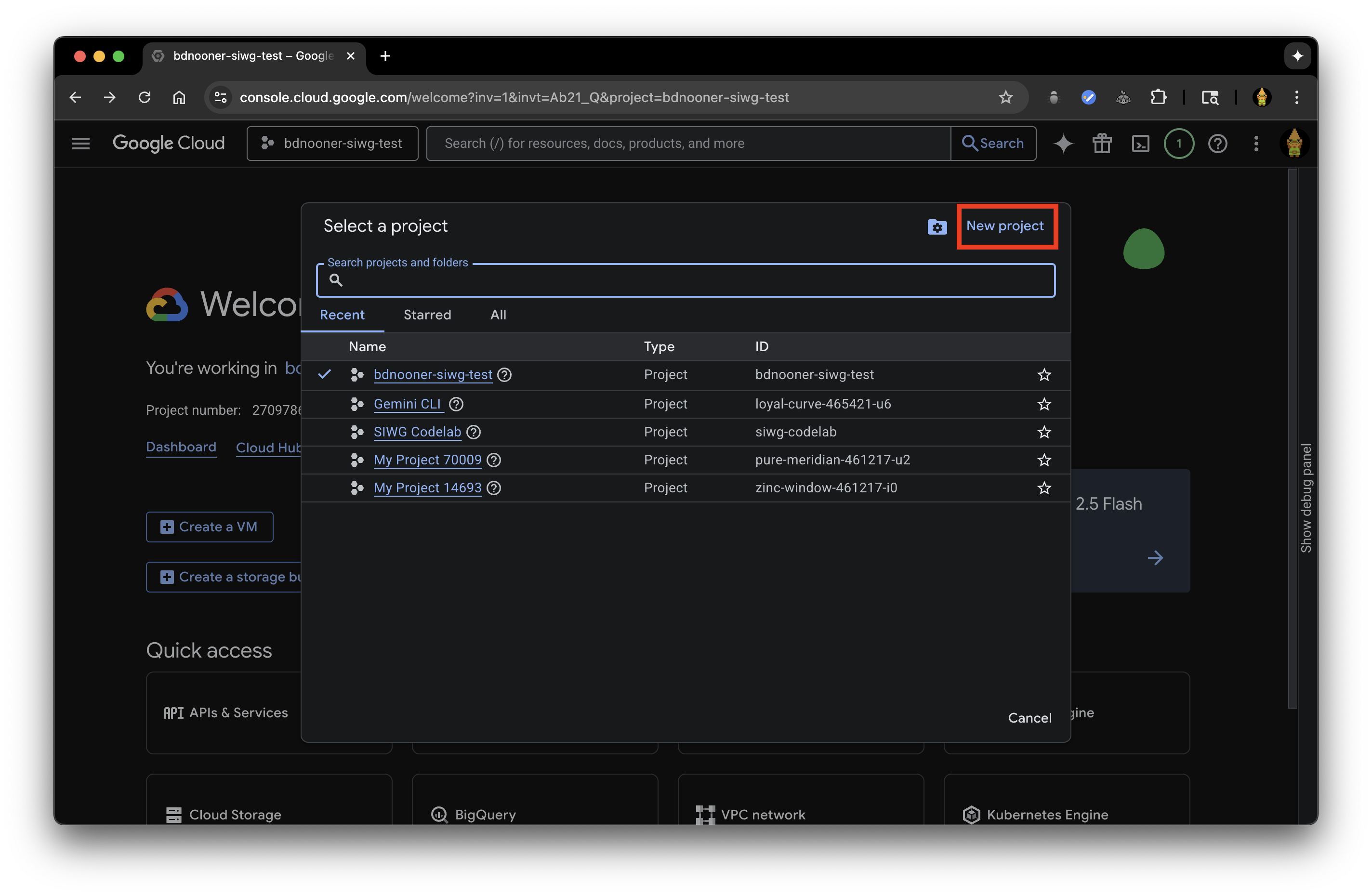 GCP create new project 2