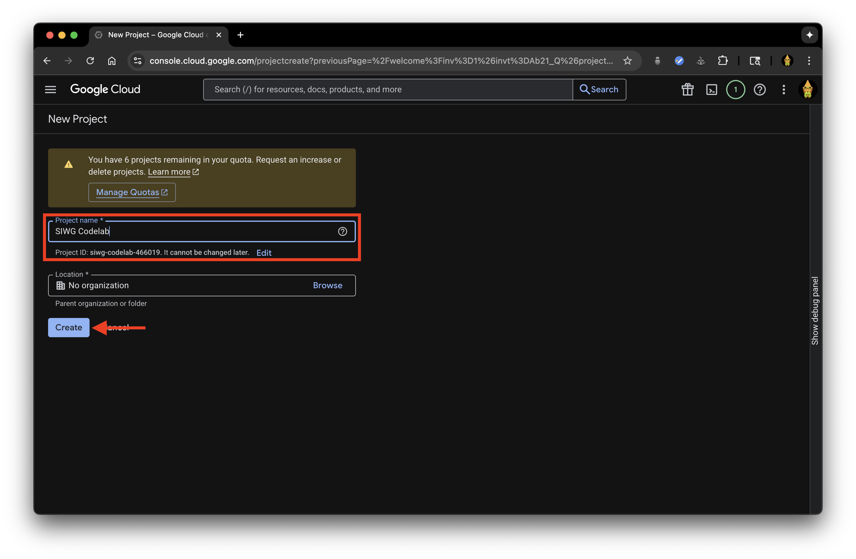 GCP create new project 3