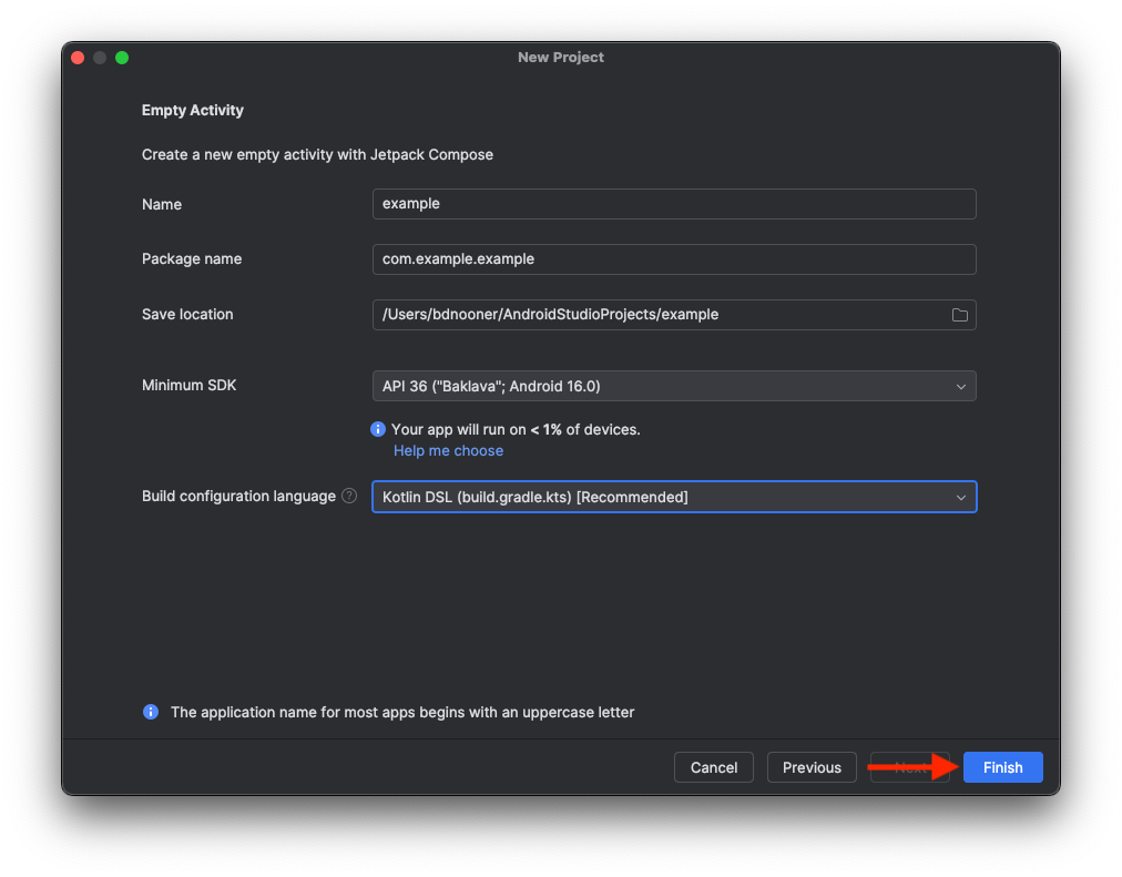 Проект настройки Android Studio