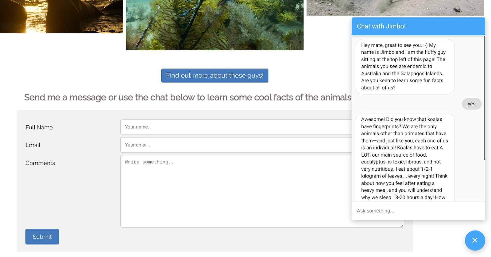 應用程式顯示即時通訊視窗,以及 Messenger 機器人回應