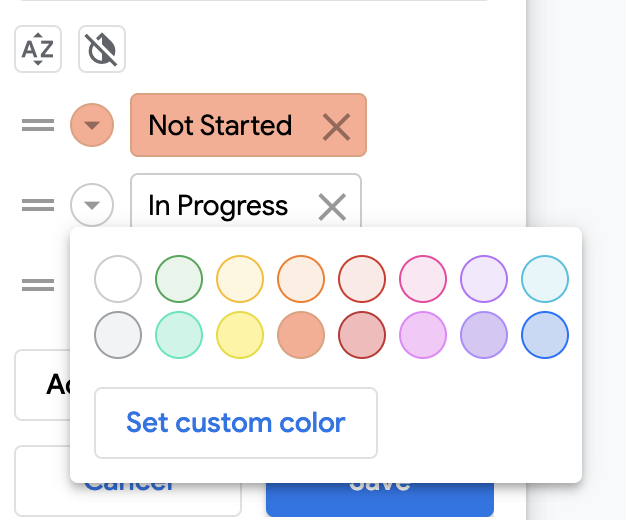 Mewarnai opsi Dropdown dengan pemilih warna.