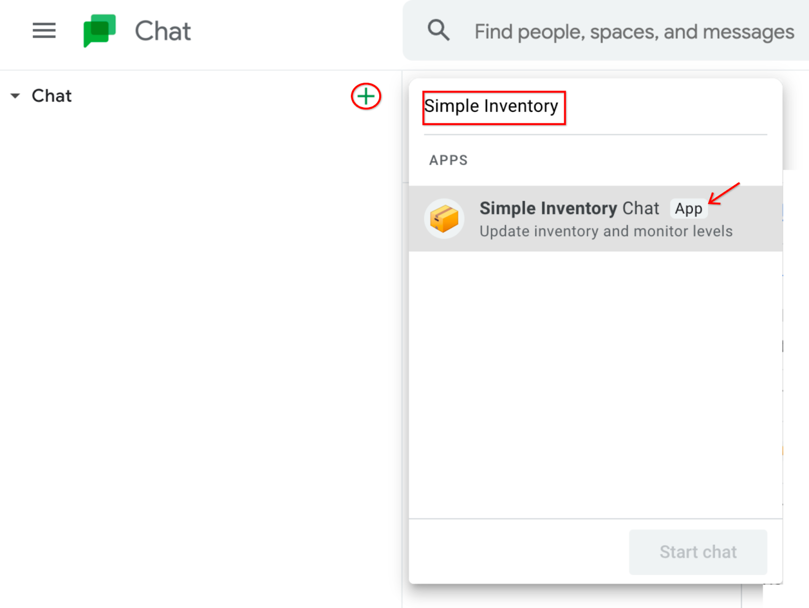 Dodaj komunikator do Google Chat