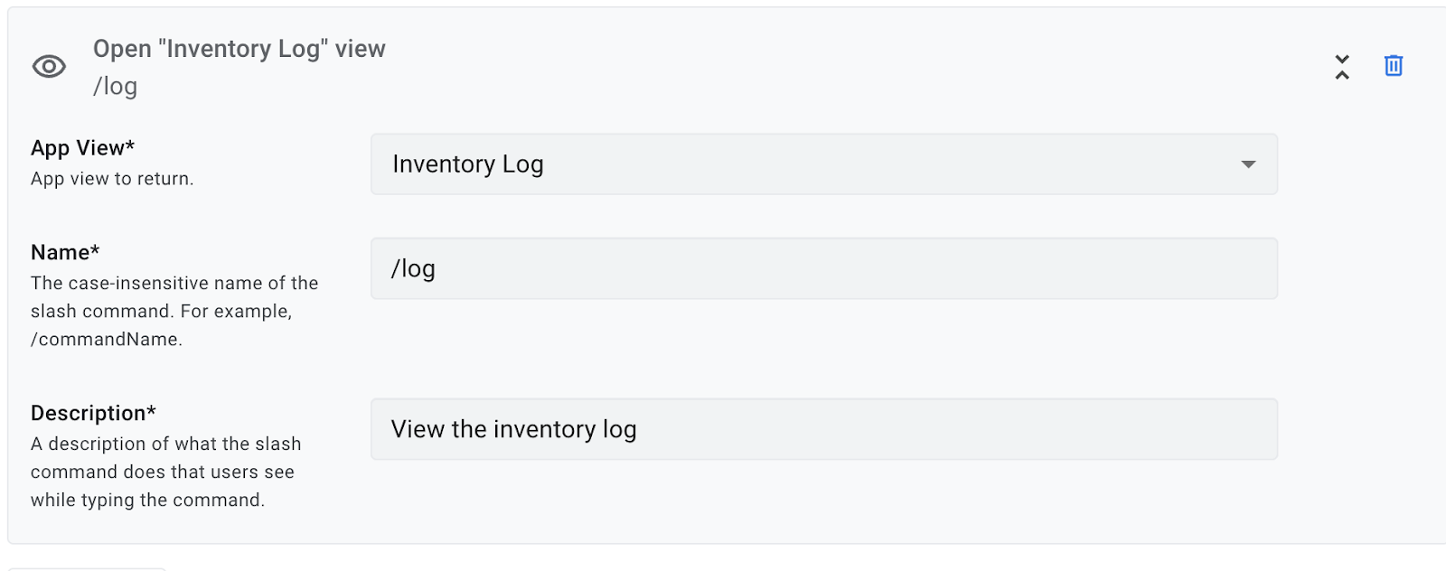 Options de commandes à barre oblique