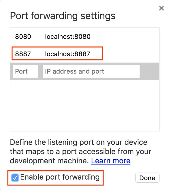 Configura el reenvío de puertos