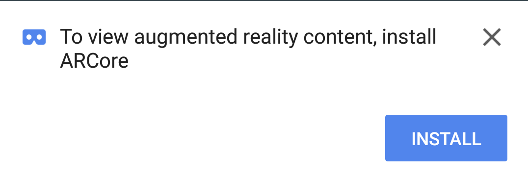 Install ARCore prompt