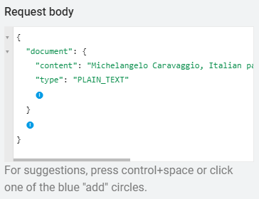 Request body pane showing request body parameters.