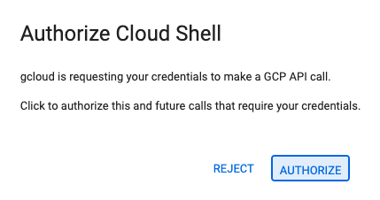 انقر على تفويض Cloud Shell.