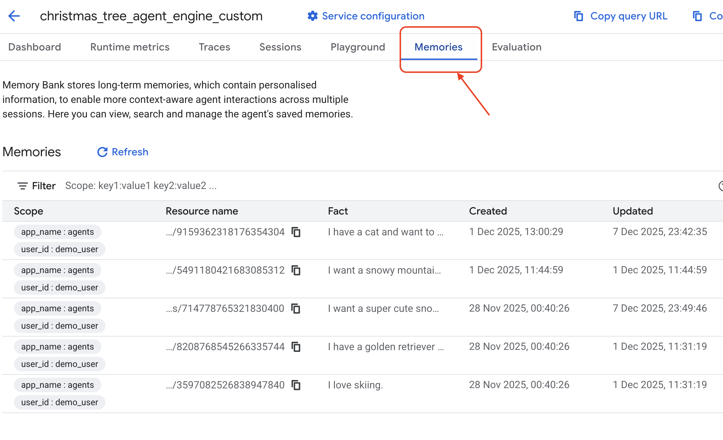visualizzare un ricordo