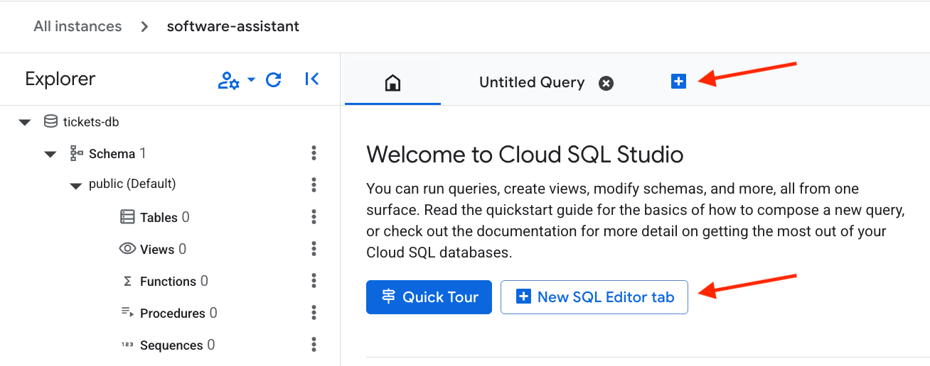 Cloud SQL Studio Editor
