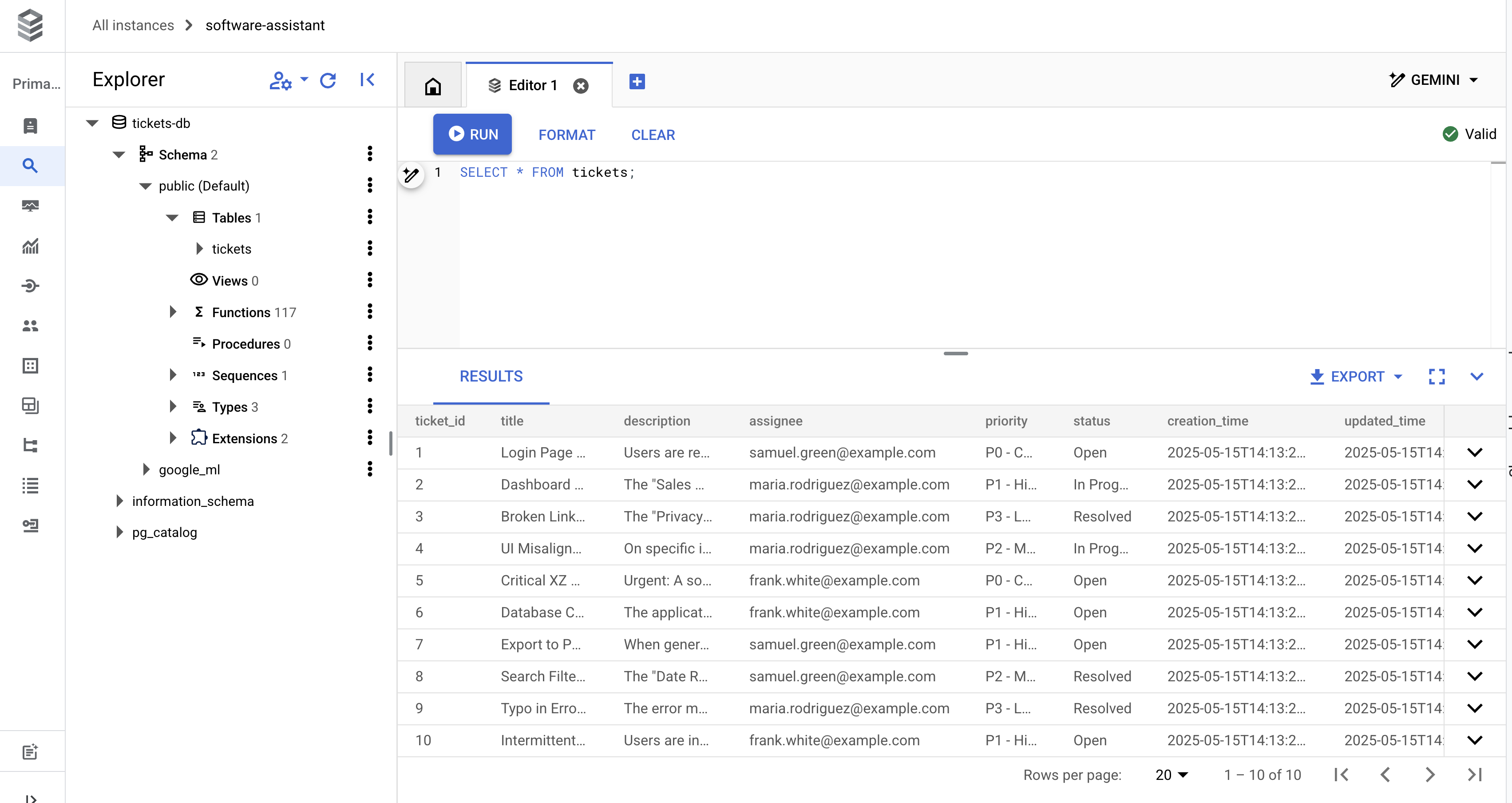 Проверка базы данных Cloud SQL