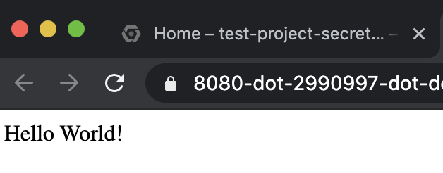 執行中應用程式的螢幕截圖,顯示「Hello World!」