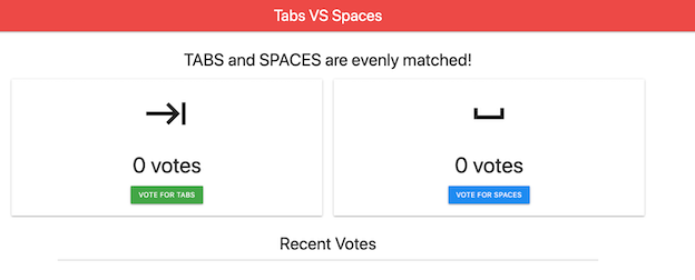 ภาพหน้าจอของแอปโหวตในแท็บเทียบกับพื้นที่ทำงาน