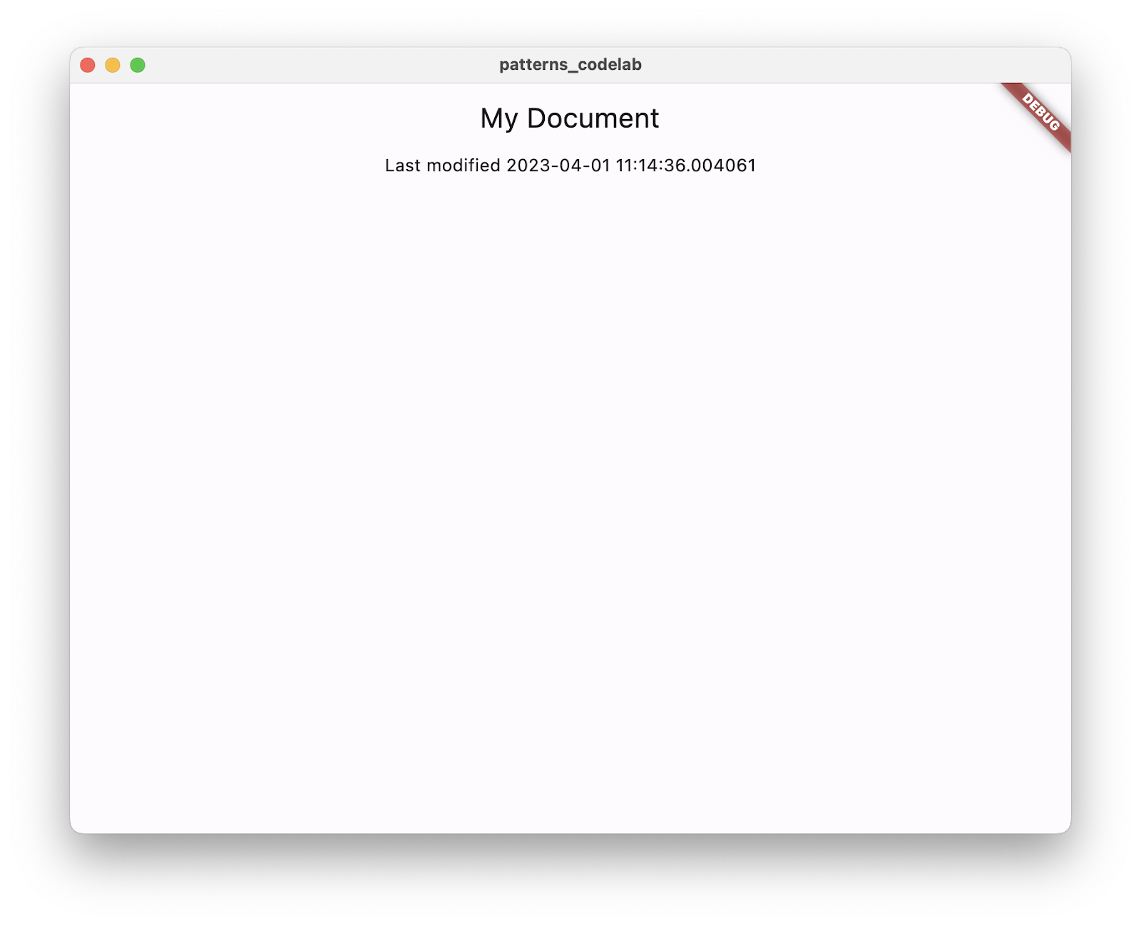 Uno screenshot dell'app, che mostra il titolo e la data di modifica.