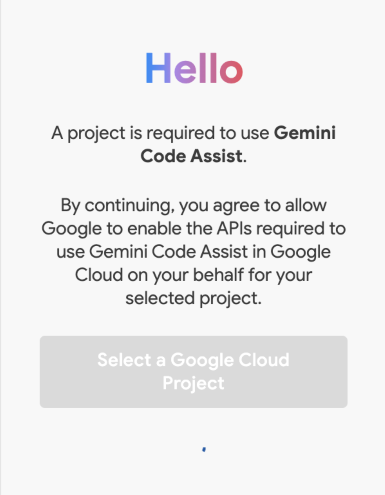 Select Project for Gemini Code Assist