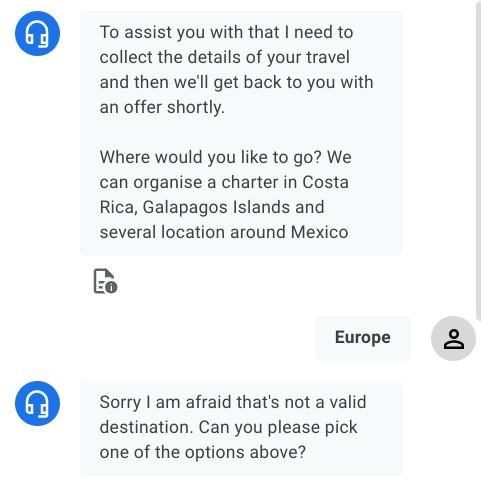 Enter an invalid destination Enter an invalid destination