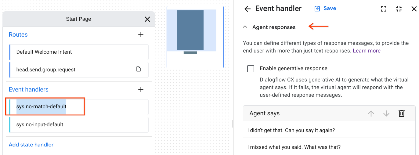 Look at the pre-defined agent responses