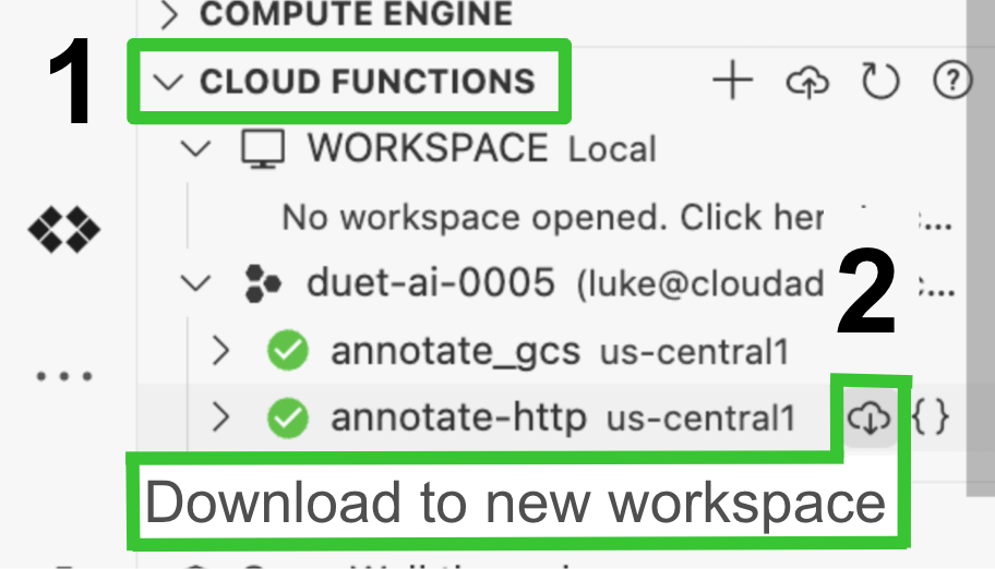 ikon download di panel Cloud Code