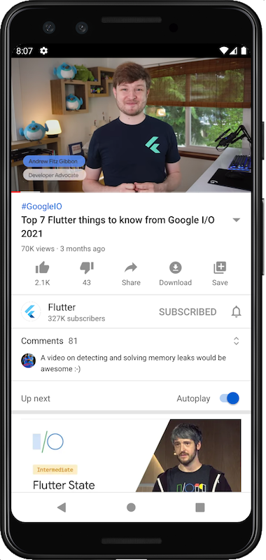 YouTube oynatıcısında oynatılan seçili bir video