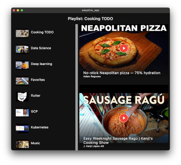 Die App, in der die Playlists für den angemeldeten Nutzer angezeigt werden
