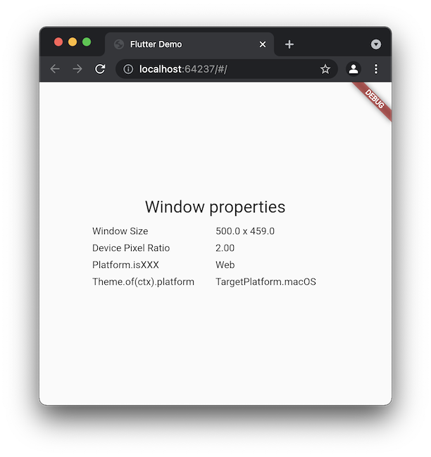 Visualizzazione delle proprietà delle finestre nel browser Chrome