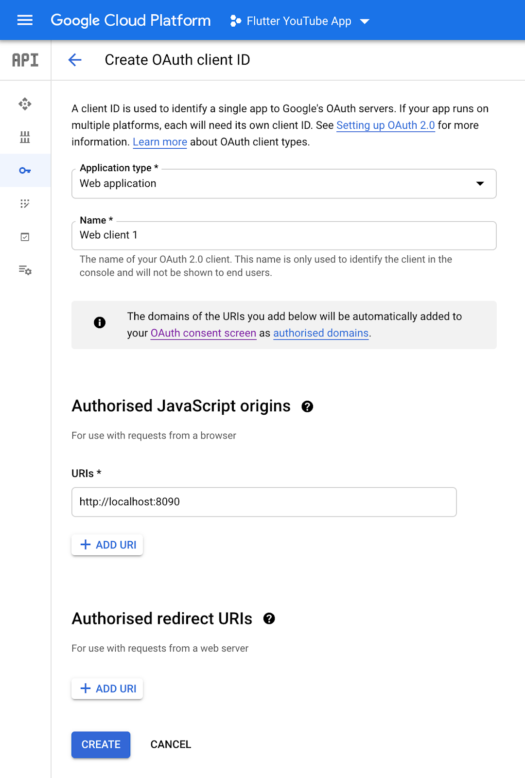 Naming the Web application client ID