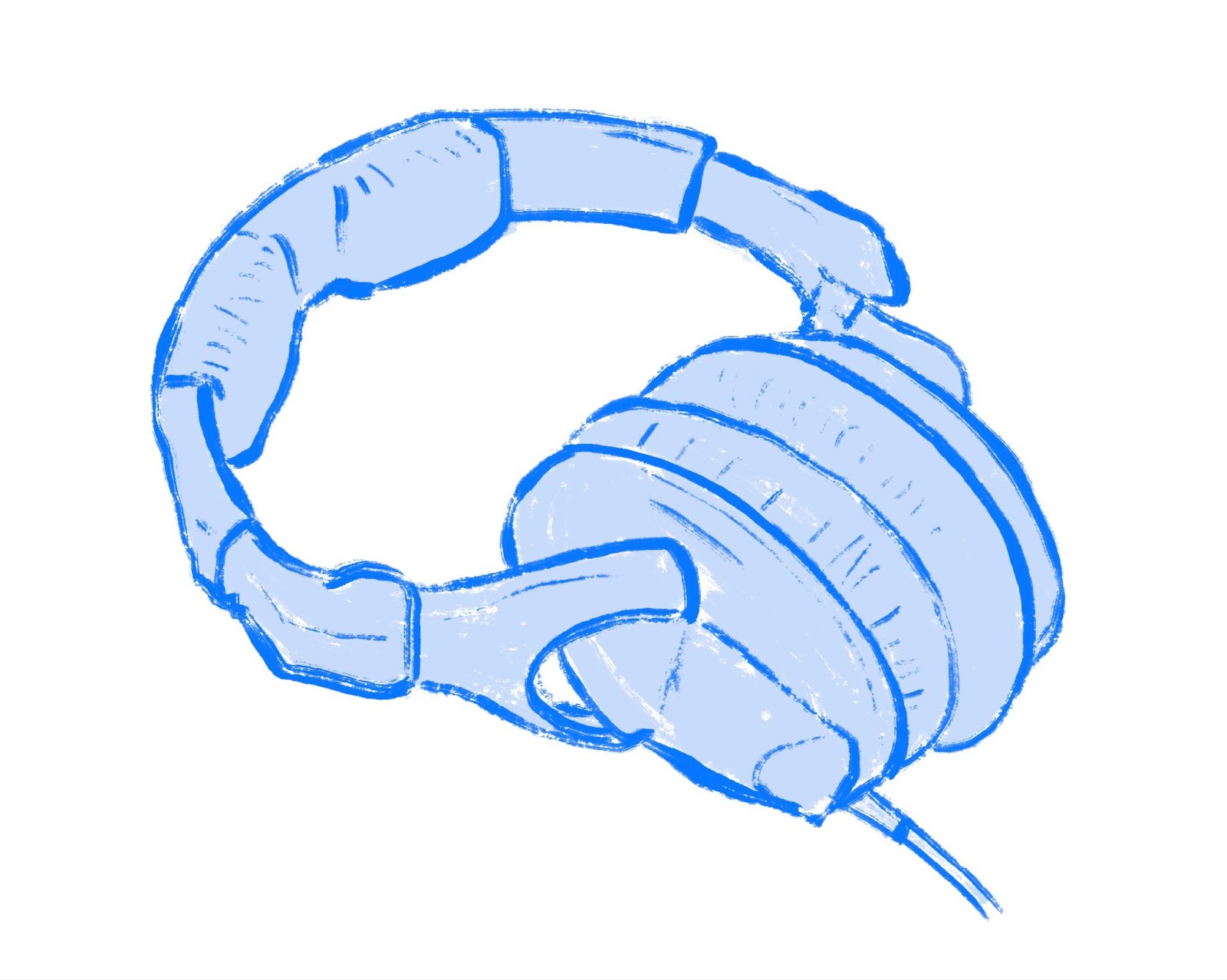 Illustration dessinée à la main d'un casque audio.