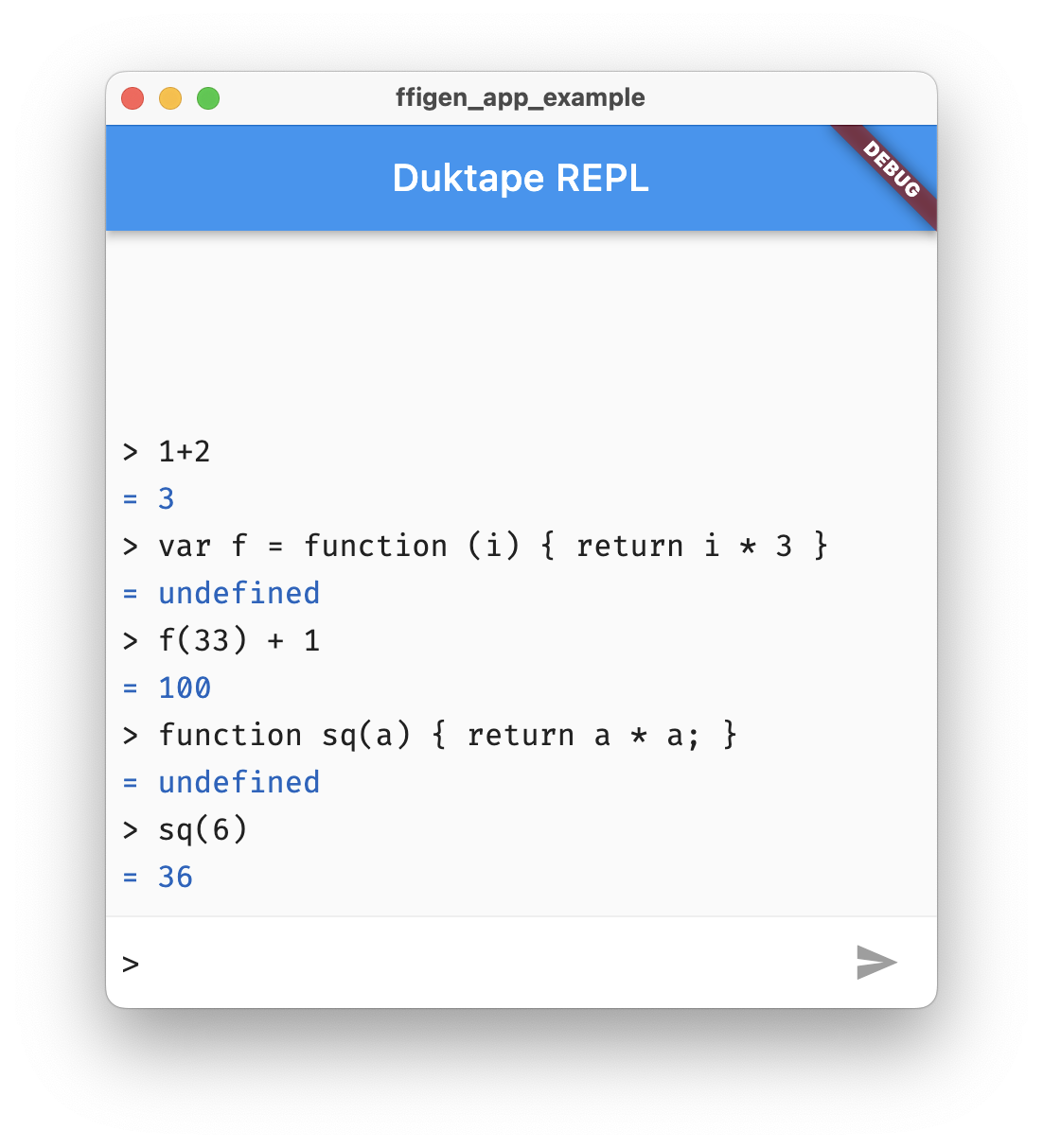 macOS ऐप्लिकेशन के तौर पर चल रहा Duktape REPL