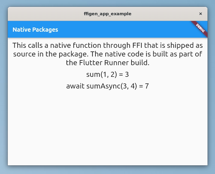範本產生的 FFI 應用程式以 Linux 應用程式執行