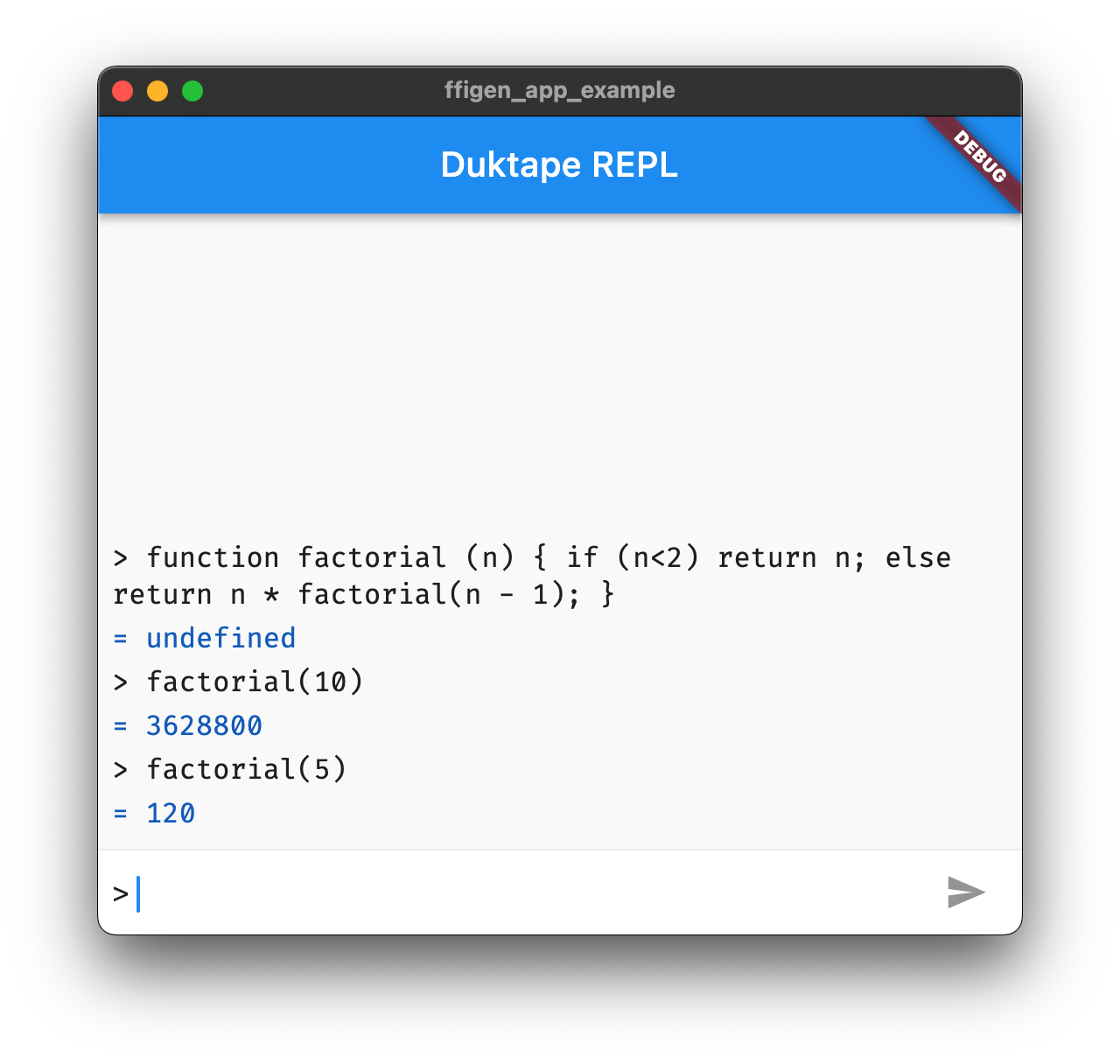 Duktape REPL ทำงานในแอปพลิเคชัน Linux