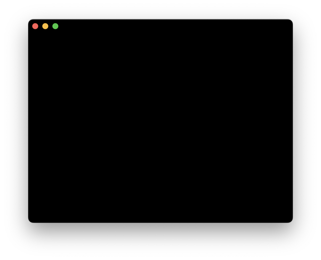 Ein App-Fenster mit schwarzem Hintergrund und nichts im Vordergrund