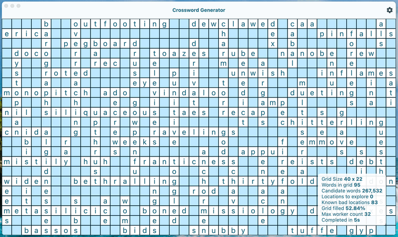生成填字遊戲的動畫。