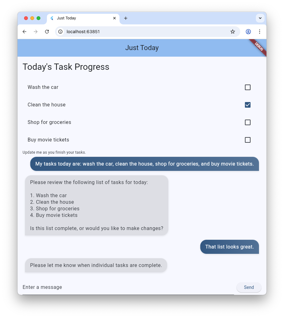 A version of the app with GenUI integrated