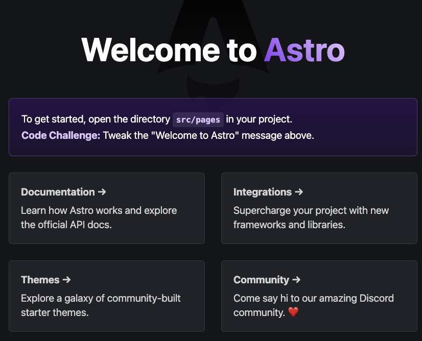 Astro application screenshot