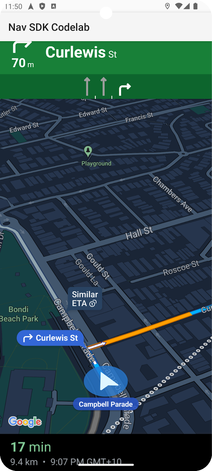 提供目的地指导的 Navigation 应用的屏幕截图。