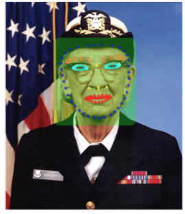 نمونه ای از تشخیص چهره Image of Grace Hopper demonstrating ML KIt Face Recognition API