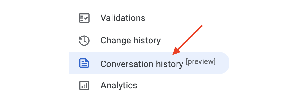 Nhật ký trò chuyện trong Dialogflow CX