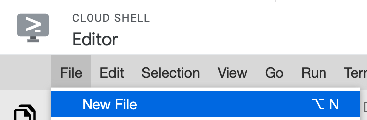 Nouveau fichier dans Cloud Shell