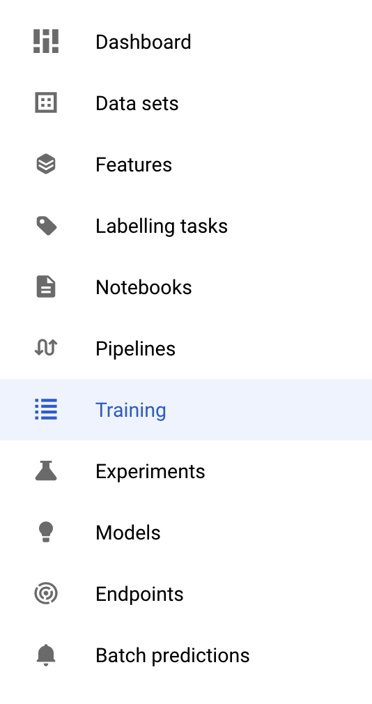 Vertex-Seitenmenü – Training