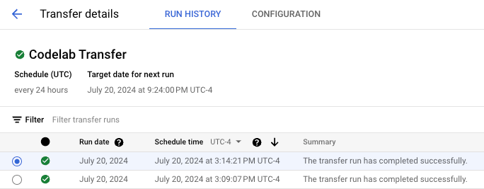 Details of Data Transfer runs after configuring egress rule.