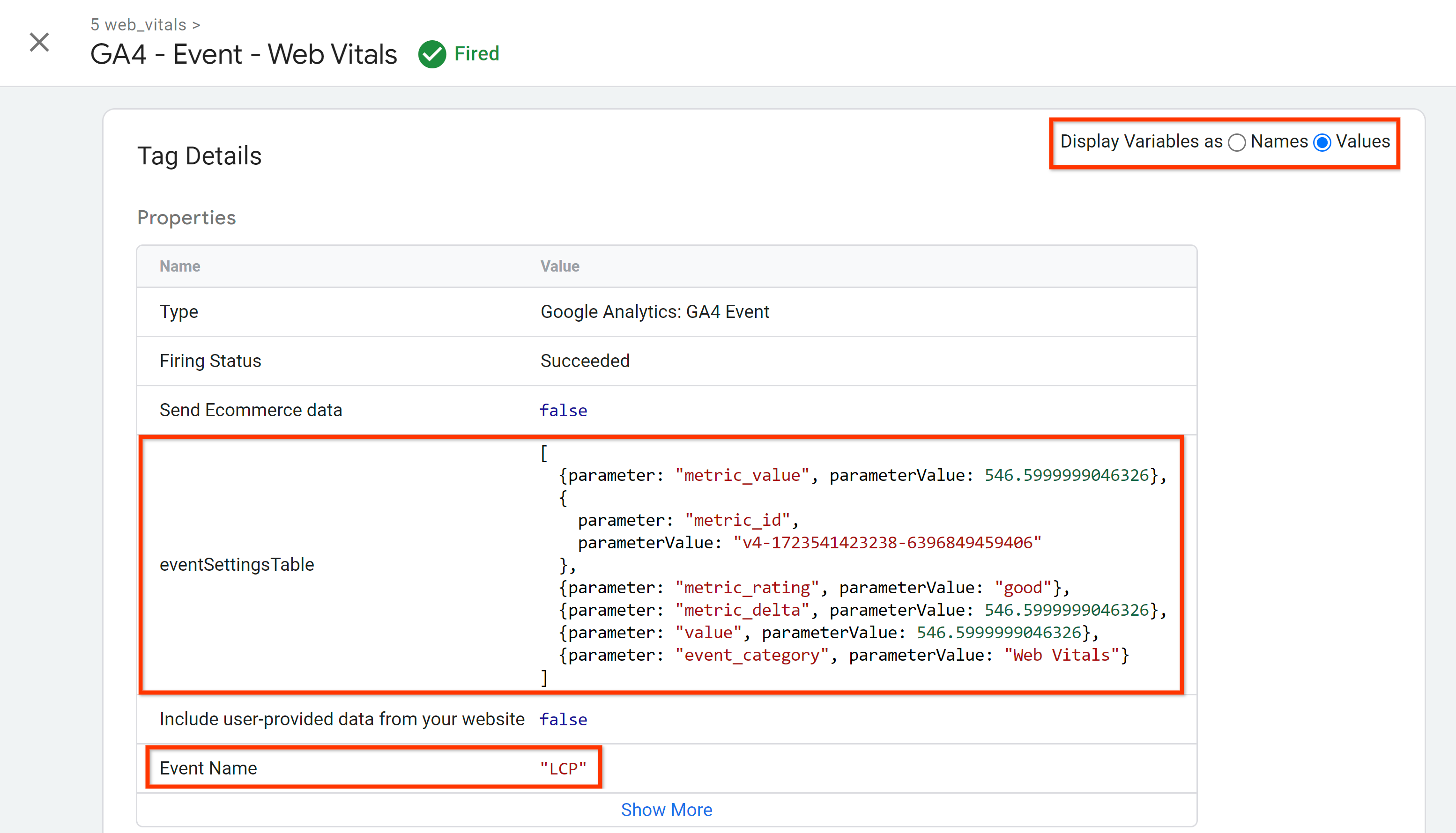 通过 GA4 代码发送的数据。