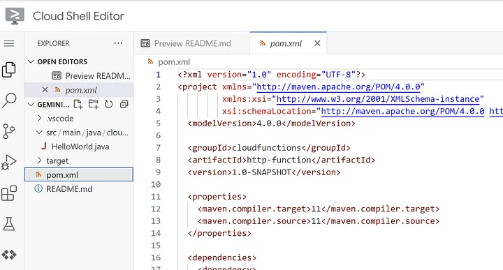 Nueva estructura del proyecto de la aplicación de Cloud Function de Java