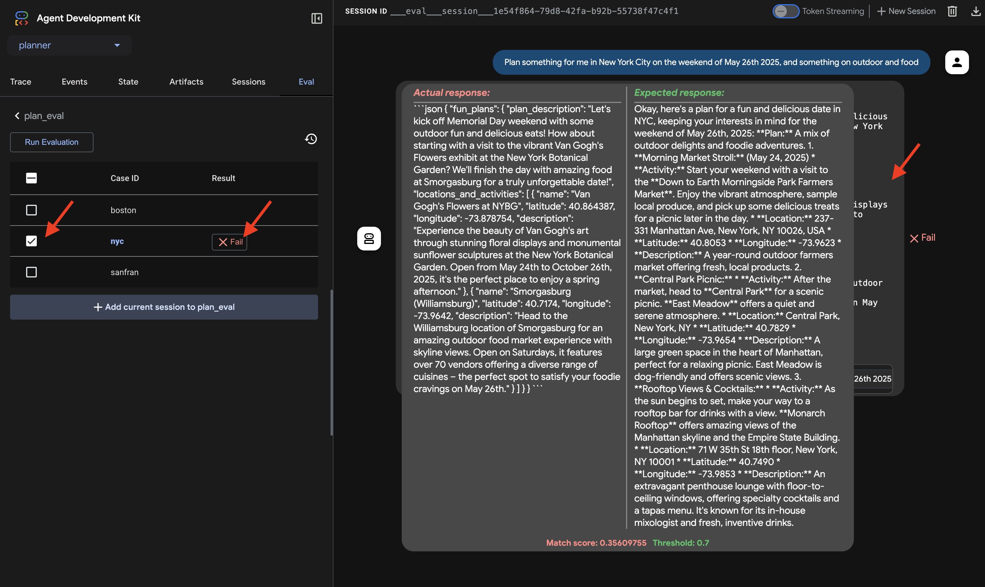 Falla en la evaluación de la IU de desarrollo del ADK