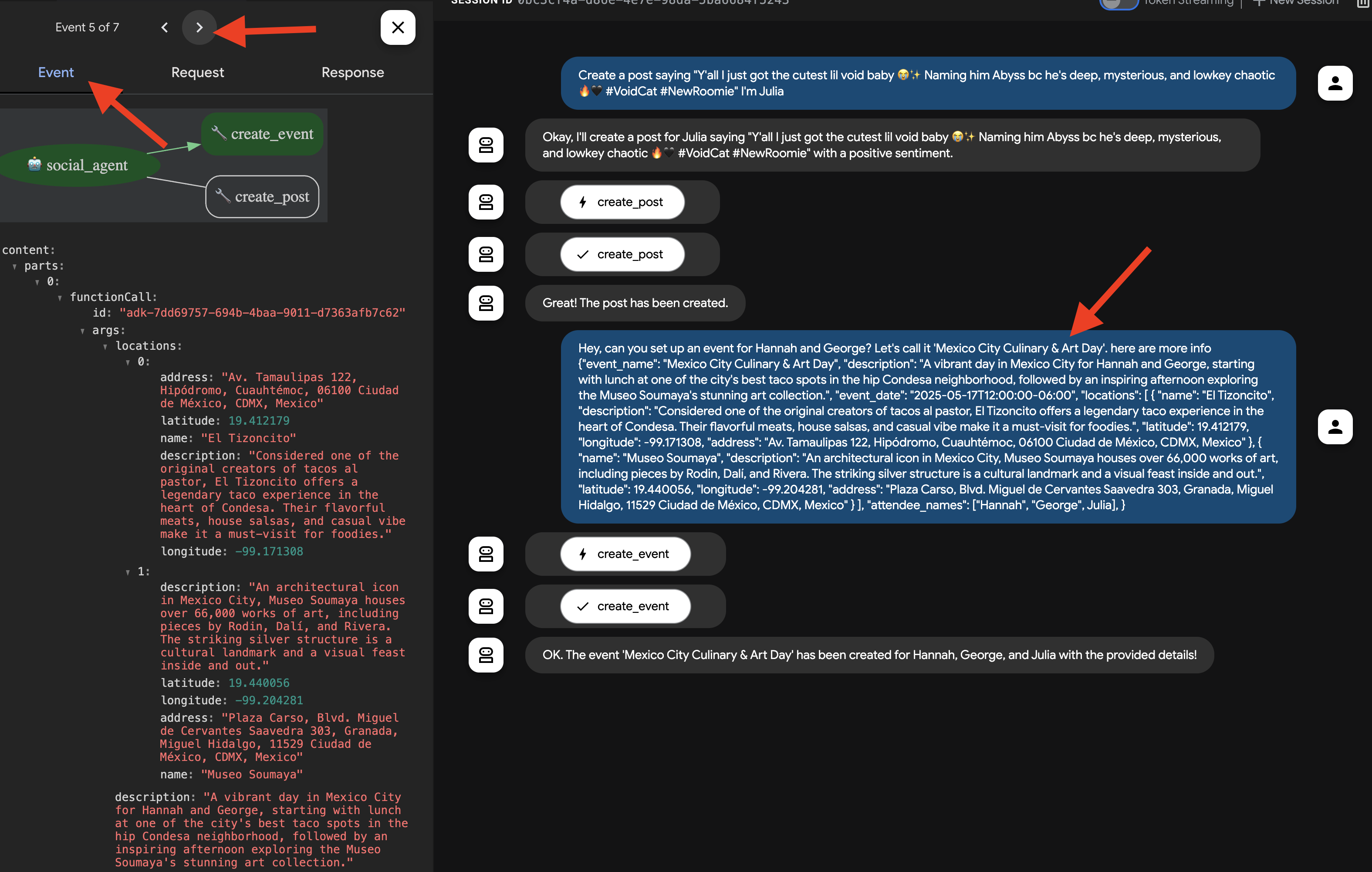 Événement d'UI ADK Dev