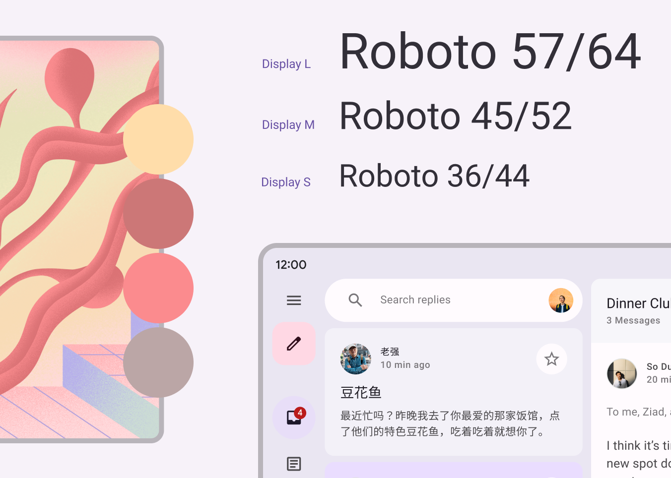 Sistemi secondari di Material Design: colore, tipografia e forme.