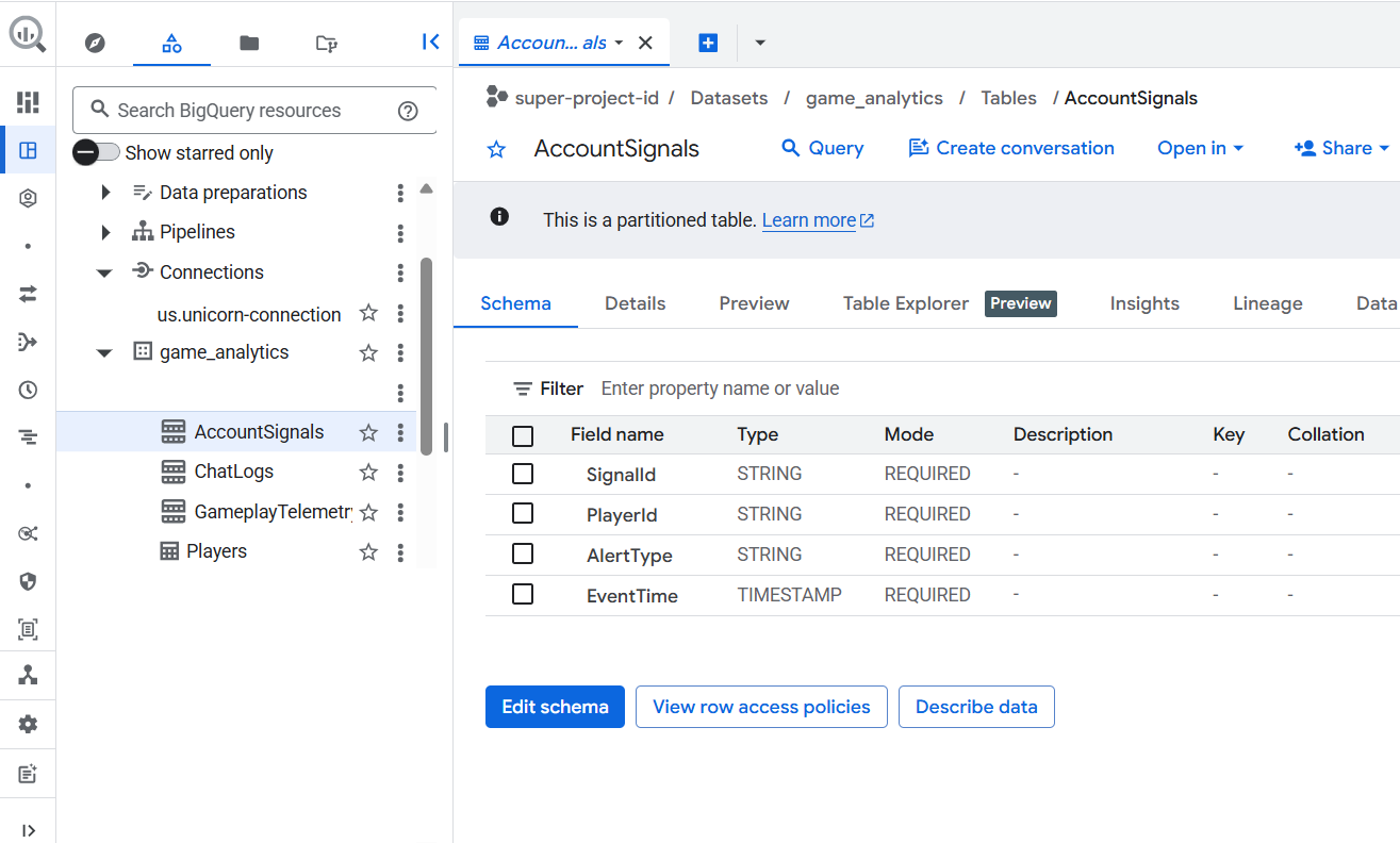 BigQuery Console