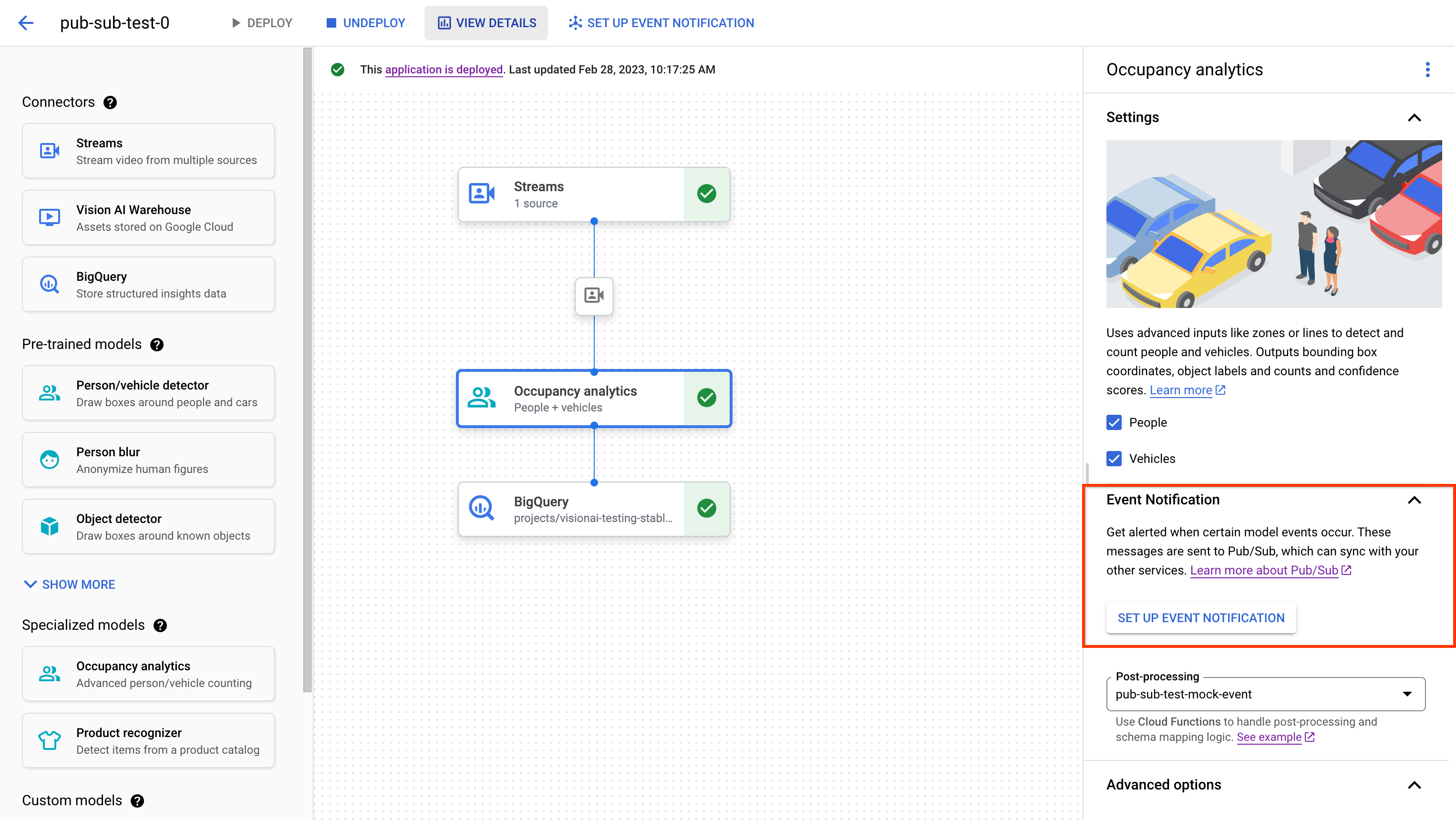 Impossibile caricare l&#39;esempio di notifica evento