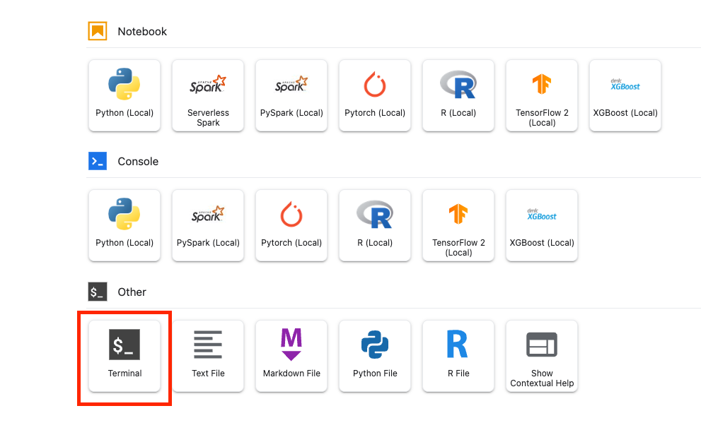 Membuka terminal di notebook