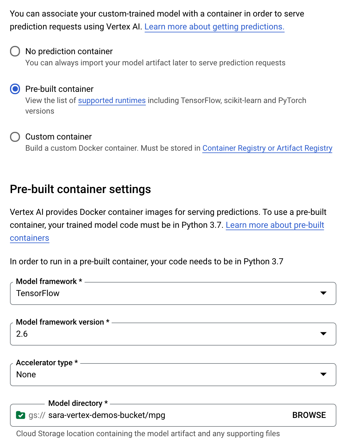 Prediction settings