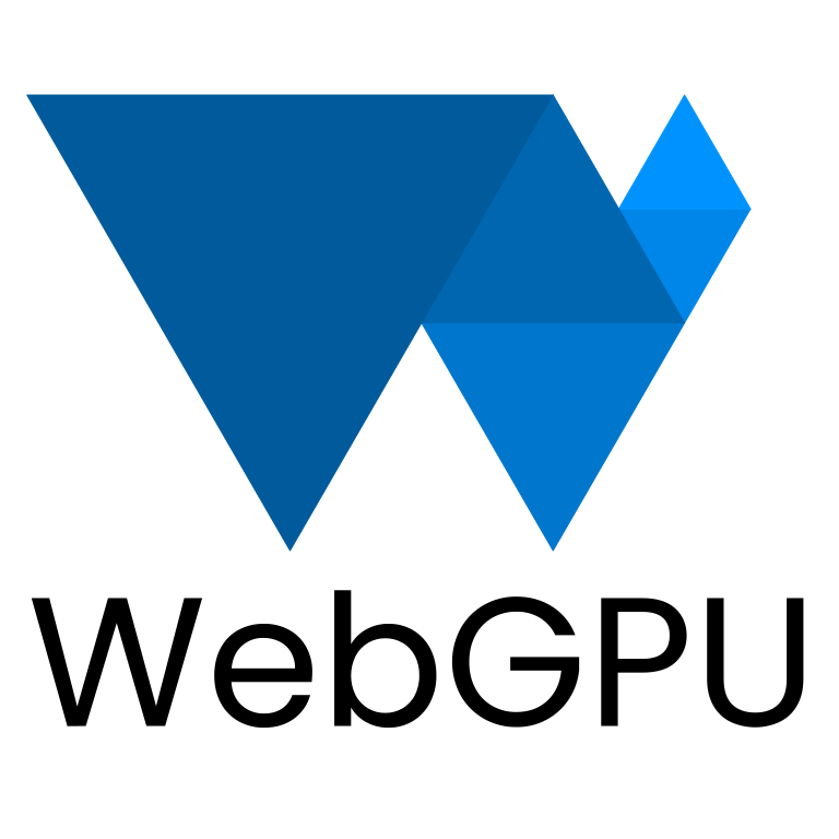El logotipo de WebGPU consta de varios triángulos azules que forman una “W” estilizada.