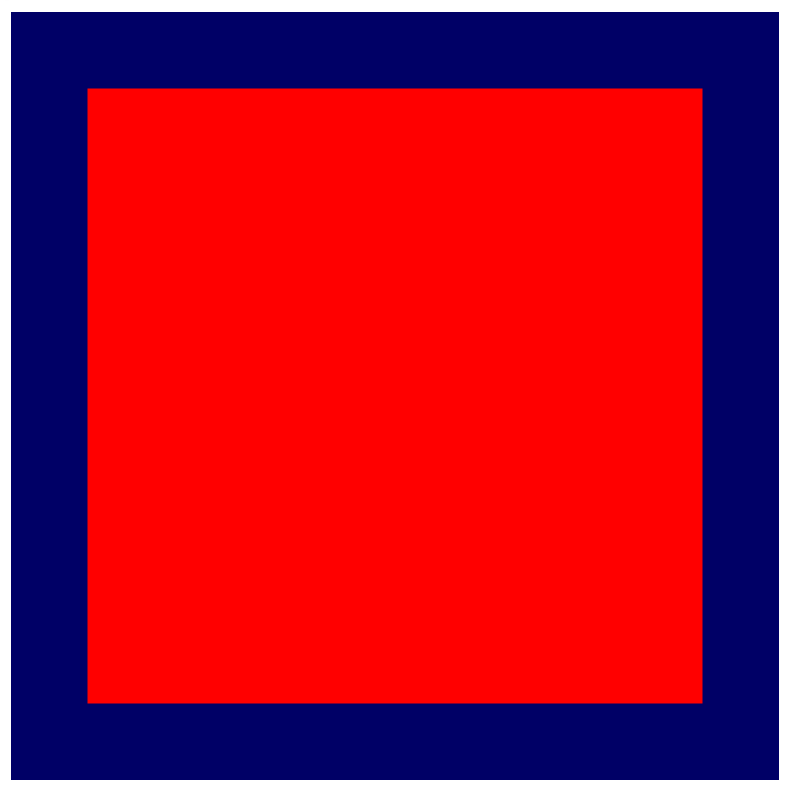 Un único cuadrado rojo renderizado con WebGPU